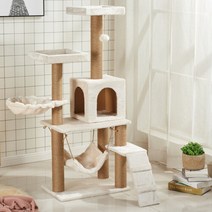 [디작소]고양이 캣타워(130cm) 사다리 사이잘 해먹캣타워, 단일속성