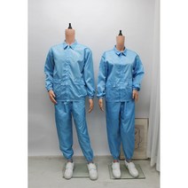 [제전복투피스] Y카라 크린룸복 반도체복 상하세트 작업복 방진복 정전기방지, M, 스카이블루