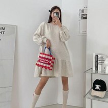 브이와이 여자 귀여운 튜닉 프릴 박시핏 미니원피스