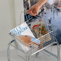 미스센추리모던 수납 이동식 스텐 바스켓 멀티정리함, 실버