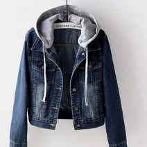 여성 후드 데님 청자켓 슬림핏 숏 워싱 점퍼 데님자켓 숏청자켓