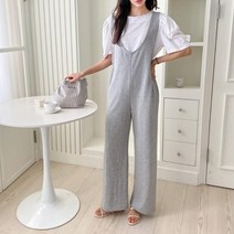 옷자락 [옷자락] 여자 뷔스티에 U넥 일자 점프수트