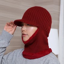 남여공용 겨울용 군밤장사 넥워머 털모자_레드, 본품