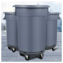 대용량 원형 쓰레기통 업소용 바퀴달린 받침 80L 168L, 120L(베이스 포함)(블랙 그레이)