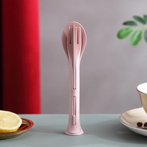 커트러리 세트 개대 여행 휴대용 칼 세트 일본 스타일 밀 짚 나이프 포크 스푼 학생 식기 주방, 01 Pink