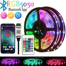 LED 스트립 인테리어전등 방조명 RGBIC-WS2812B 5050 LED 스트립 5V 유연한 다이오드 블루투스 IR 제어, 08 20m 65.61ft, 03 RGB 5050 24-Key APP