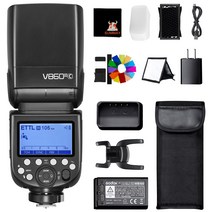 GODOX V860III-C 카메라 플래시 스피드 라이트 키트 18000s HSS 10 레벨 모델링 라이트 퀵 릴리스 잠금 2600mAh 충전식 1.5s 재활용 시간 캐논 6D 50D 60D 80D 750D 1DX 용 GN60 스피드 라이트 기술 마크