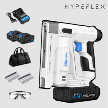 hypeflex 타카총 무선 네일건 전동 타정기, 프로 2.0Ah 배터리 x 2 + 보안경