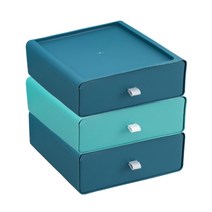라라하우스 서랍형 탁상 데스크 수납 정리함 정리박스 3단, 그린+블루+블루