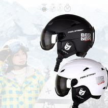 필스트리트 고글 일체형 바이저 헬멧 스키 스노우보드, 화이트(M 55-57)