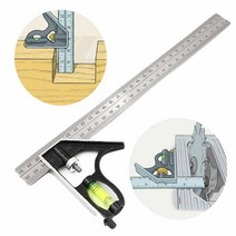 목공자 목재 눈금자 연귀자 정밀 수평대 각도자 T 자 다용도 마킹자 스테인레스 스틸 깊이/넓이/각도 300MM 콤비네이션 직각자, 1개