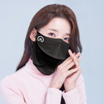 미소스 쿨 쉬폰 골프마스크 자외선 차단 여성용, 블랙