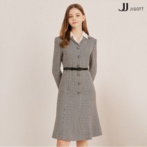 JJ지고트 칼라 장식 잔체크 머메이드 원피스 GLBA0OP39