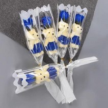 졸업식비누꽃다발 인형 사탕 led 꽃다발 곰장미 꽃 시뮬레이션 비누 생일 발렌타인데이 축제 파티 결혼식, 02 02 blue