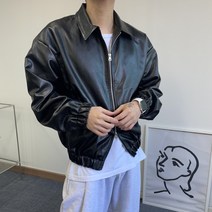 남자 크롭 싱글라이더 비건레더 가죽 자켓