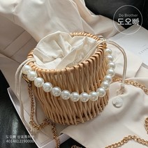 도오빠 여성 라탄백 버킷백 원통 밀짚 왕골 숄더백 크로스백 진주 핸드백 20대 30대 패션 데일리 휴양지 바캉스 여행 여름가방 여자숄더백 여자크로스백 인기템