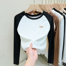 레이디 매직(lady magic) 여성 양면 기모 곰돌이 자수 티셔츠