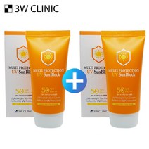 3W클리닉 멀티 프로텍션 UV 썬블록 SPF50+/PA+++ 1+1 혼합자차 식물성 추출물 순하고 촉촉한 데일리 썬크림
