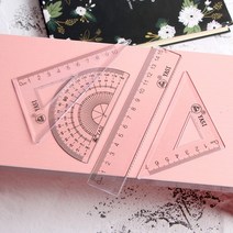 투명 각도기 삼각자 4종세트 각도기자세트 제도세트 문구 팬시 학용품 준비물 사무용품, 상세페이지 참조, 상세페이지 참조