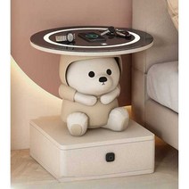 스마트폰 충전가능 테이블 수납 침실 인테리어협탁, 50CM만능휠LED3색조명지문잠금무선충전