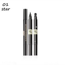 방수액 코팅 방수 실리콘 크림 스프레이 코팅제 투명 더블 헤드 아이 라이너 블랙 스탬프 문 스타 하트 패턴 리퀴드 화장품 메이크업, [01] 01 star, [01] 전체 크기