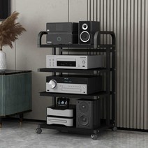 오디오 선반 캐비닛 엠프 진열장 거치대 진열대 사무실 프린터, 4단 블랙프레임 + 블랙