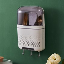 펀칭 벽걸이형 대용량 물빠짐 가정용 수납선반 식기건조대, T01-화이트색조합 그레이 6600뚜껑포함