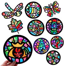 맘이샵 썬캐쳐 전통 나비 물고기 잠자리 낙엽 명화 크리스마스 복주머니 만들기세트, 전통문양