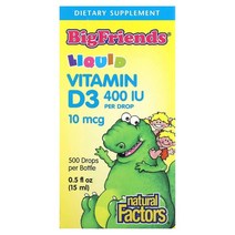 내추럴 팩터스 Natural Factors Big Friends 액상 비타민D3 10mcg(400IU) 15ml(0.5fl oz), 5개