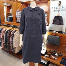 [앤디스클라인 ] 괴정 **둥근카라 체크 린넨 ** 원피스