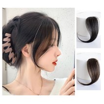 헐끄 사이드뱅 앞머리 옆머리 가리기 여신머리 인모 부분 셀프 가발 붙임머리, 내츄럴브라운