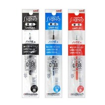 유니볼 시그노 노크식 중성펜 리필심 UMR82 UMR83, 0.38mm, 블루