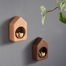 현관종 우드 자석 부착형 수공예 미니 하우스 도어벨, 윌넛