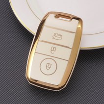 쥬롬 기아 스마트키 케이스 키 홀더 골드라인 TPU k3 k5 k7 k8 k9 쏘울 니로 셀토스 스토닉 카렌스 스포티지 쏘렌토 카니발 EV6 스팅어 모하비 모닝 레이 호환 키케이스, 화이트, C타입 3버튼