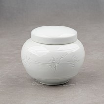 [성연티세라] 백자 조각운학 항아리단지(1.2kg) 꿀단지 경옥고단지, 1개