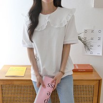 코지 여자 여름 코튼 면 데일리 여친룩 데이트룩 프릴 블라우스