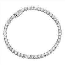 풍속계 Luomansi 정품 럭셔리 고탄소 다이아몬드 슈퍼 플래시 S925 스털링 실버 결혼 연인 3mm, 4.Silver - 19cm