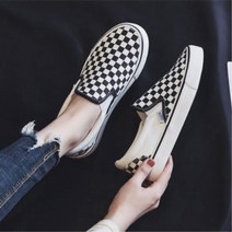 바둑무늬 여학생슬립온 끈없는 슬립온 예쁜단화