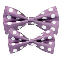 타이타이 퍼플&화이트 엘레강뜨 실크 필 새틴 폴카도트 아빠와아들 매칭 보타이 세트CP3269