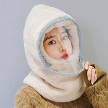 페이크퍼 후드 넥워머 바라클라바 안면마스크, 그레이