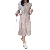 상상그이상 여성용 카라 반오픈 튤립 롱원피스 화사한 플라워 사이드 스트랩 둥근넥 포인트 나들이룩