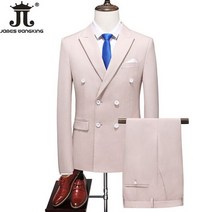 솔리드 컬러 남성 포멀 더블 브레스트 정장 6XL 14 색 (블레이저 + 팬츠) 투피스 신랑 웨딩 드레스 무대 쇼 호스트143592