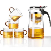 다용도 표일배 티포트 가정용 사무실 유리 찻잔 세트, 900ml 표일배+찻잔 4개