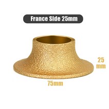 보어 20mm 직경 3 인치 75mm 건식 진공 브레이징 다이아몬드 그라인딩 휠 데미 불노즈 가장자리 대리석 테두리 프로파일 디스크, France Side 25mm