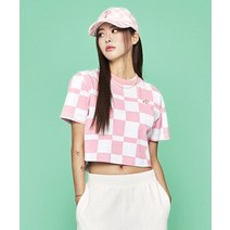 MLB 여성 체커보드 전판패턴 크롭 반팔 티셔츠 PHI (L.Pink)