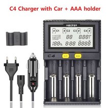 배터리셀 리튬 이온 인산철 C4 스마트 배터리 충전기 IMR ICR LiFePO4 18650 14500 26650 21700 AAA 100 800mAh 15A 12V 방전 1033, [02] C4 with AAA holder, [02] EU Plug