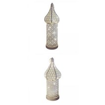 GHSHOP 2x 모로코 랜턴 라이트 데스크 램프 머리맡 홈 실내 장식, 에스엠, 철, 하얀색