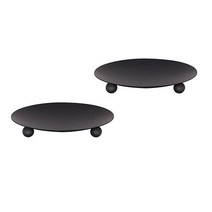 캔들 홀더 장식용 철판 LED 및 왁스 양초 스파 욕실 결혼식용 스탠드 11 4 x 1 9cm(4 33 0 78인치) 3개 세트 (실버 4) 미국직송, 무광 블랙 2