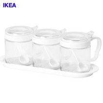 이케아 BARKORG 유리양념통 조미료 정리함 세트, 양념통세트 3개입