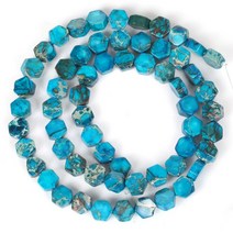 천연 원석 비즈 재료 수공 팔찌 만들기 DIY 6x3mm 육각 돌 바다 침전물 라운드, 6x3mm 60개, 푸른